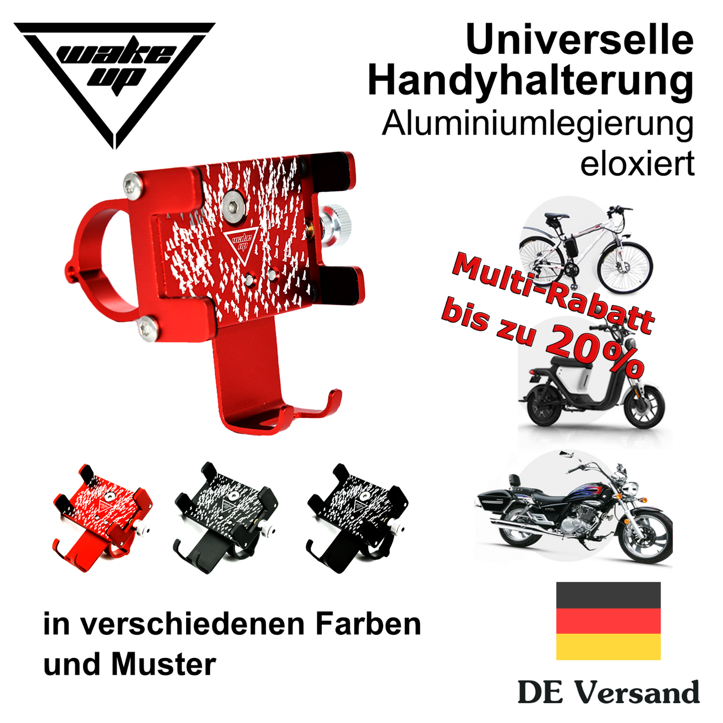 Handyhalterung Fahrrad ALU Halterung Motorrad Handy Halter Lenker Smartphone NEU