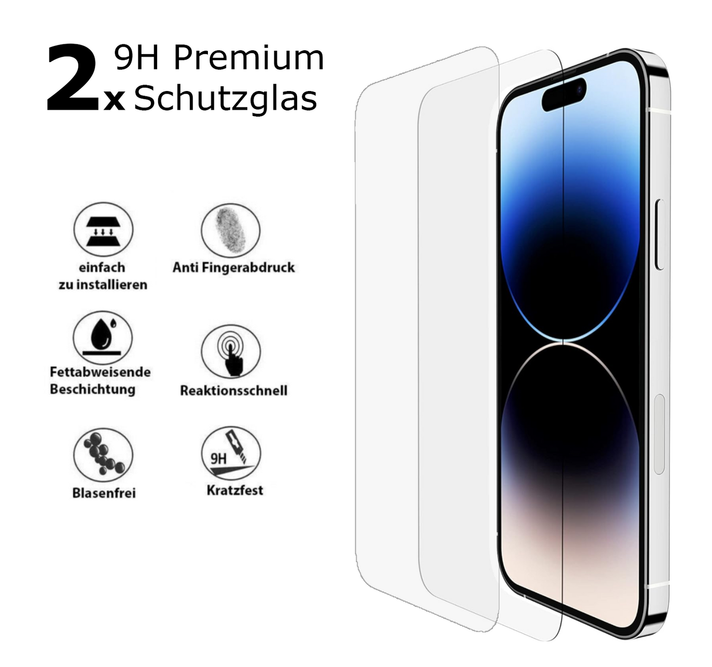 2x Display Panzerfolie iPhone 14 Plus Pro Max Folie +2x 9H Kamera Schutz Glas