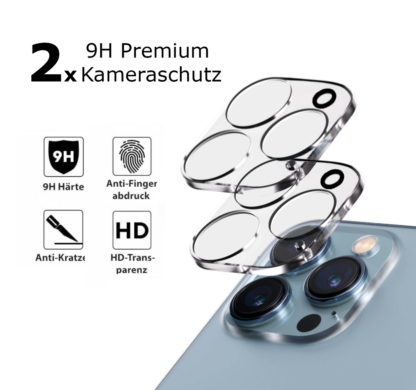 2x Kamera Schutz für iPhone 14 Plus Pro Max Kameraschutz 9H Härte Ultra-HD Klar