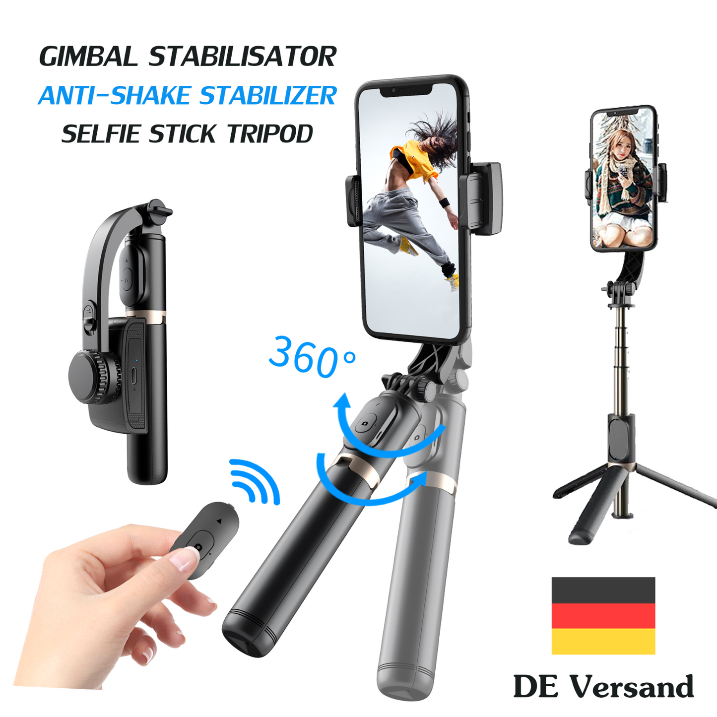 Gimbal Stabilisator Bluetooth Anti-Shake Schwebestativ Selfiestick Selbstauslöse