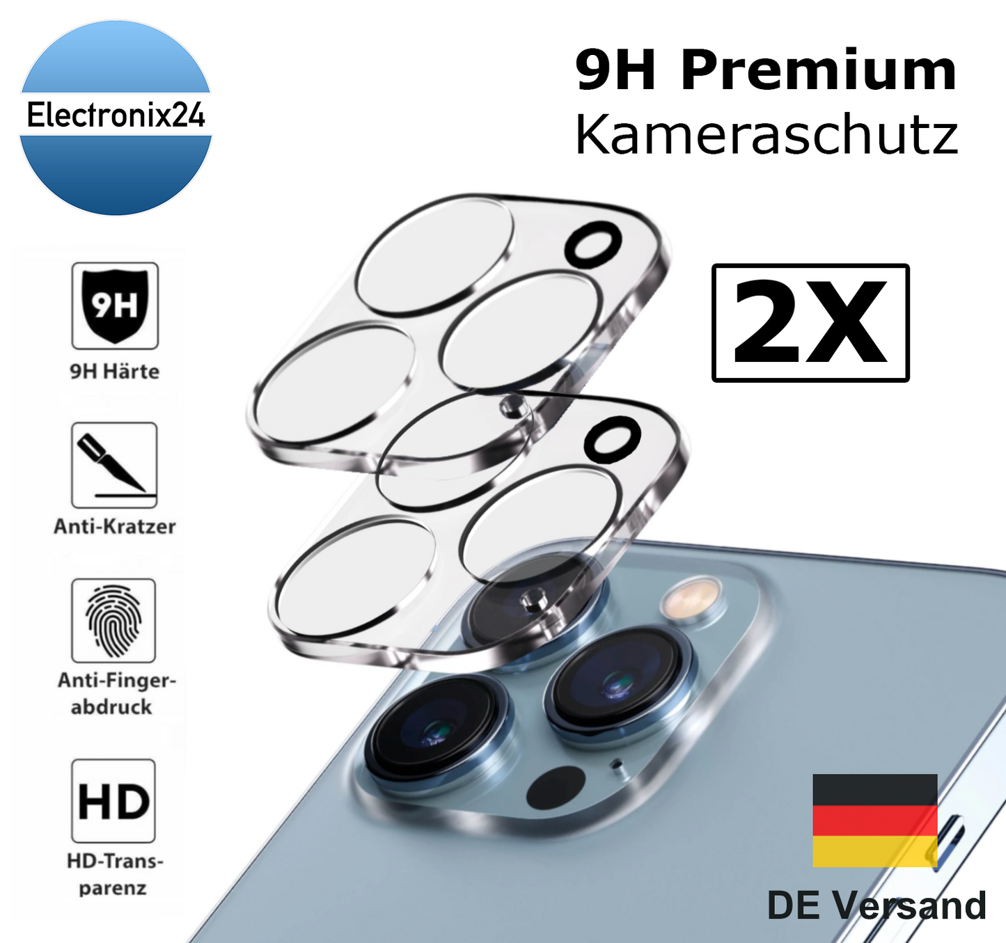 2x Kamera Schutz für iPhone 14 Plus Pro Max Kameraschutz 9H Härte Ultra-HD Klar